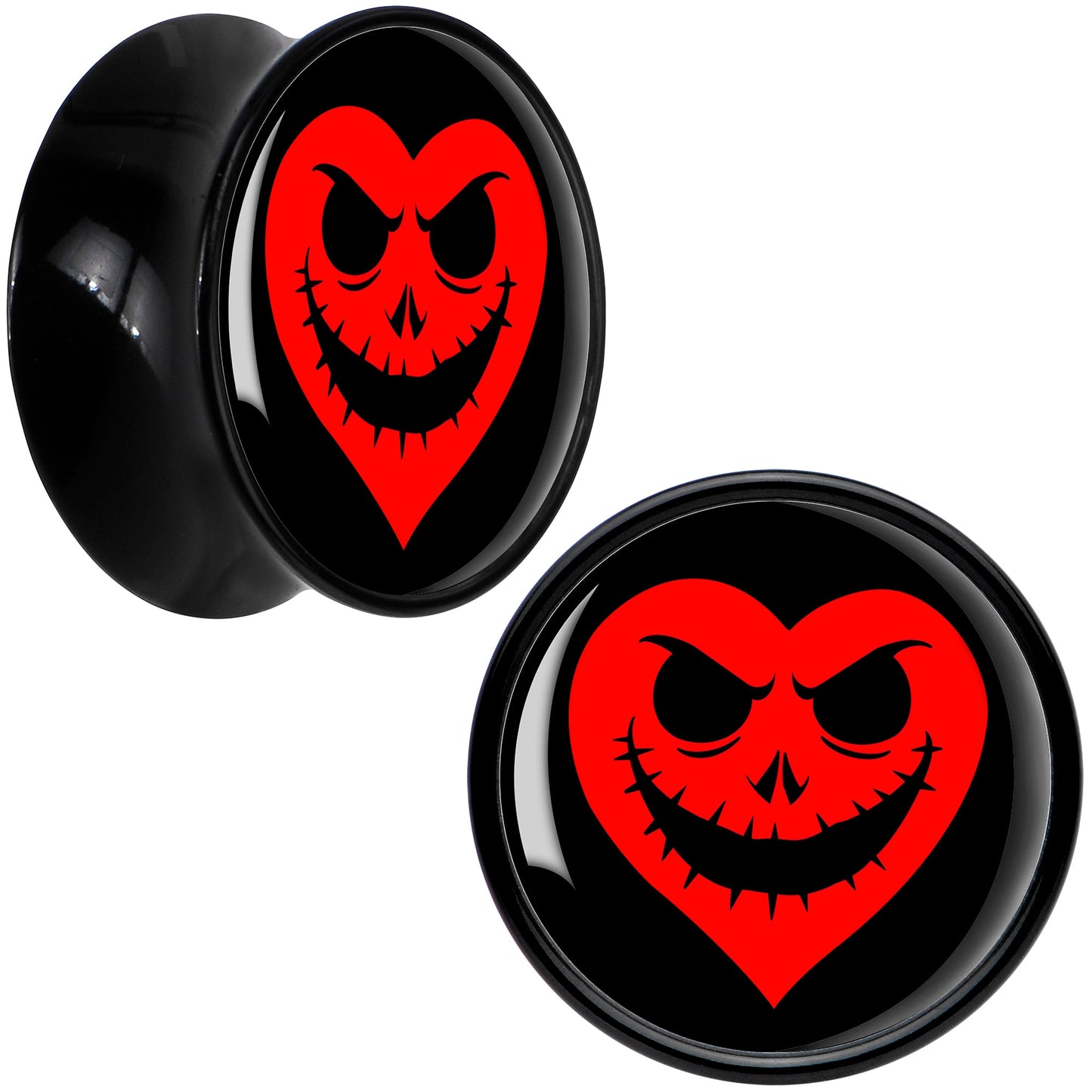 Valentine Jack O Heart Black Acrylic Saddle Plug Set by Onyx O - 14mm (9 16") - PLUG Saddle