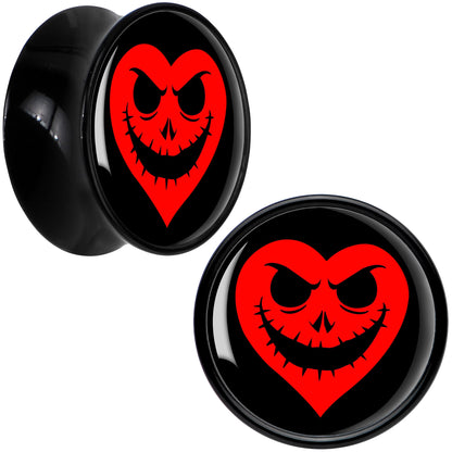Valentine Jack O Heart Black Acrylic Saddle Plug Set by Onyx O - 14mm (9 16") - PLUG Saddle