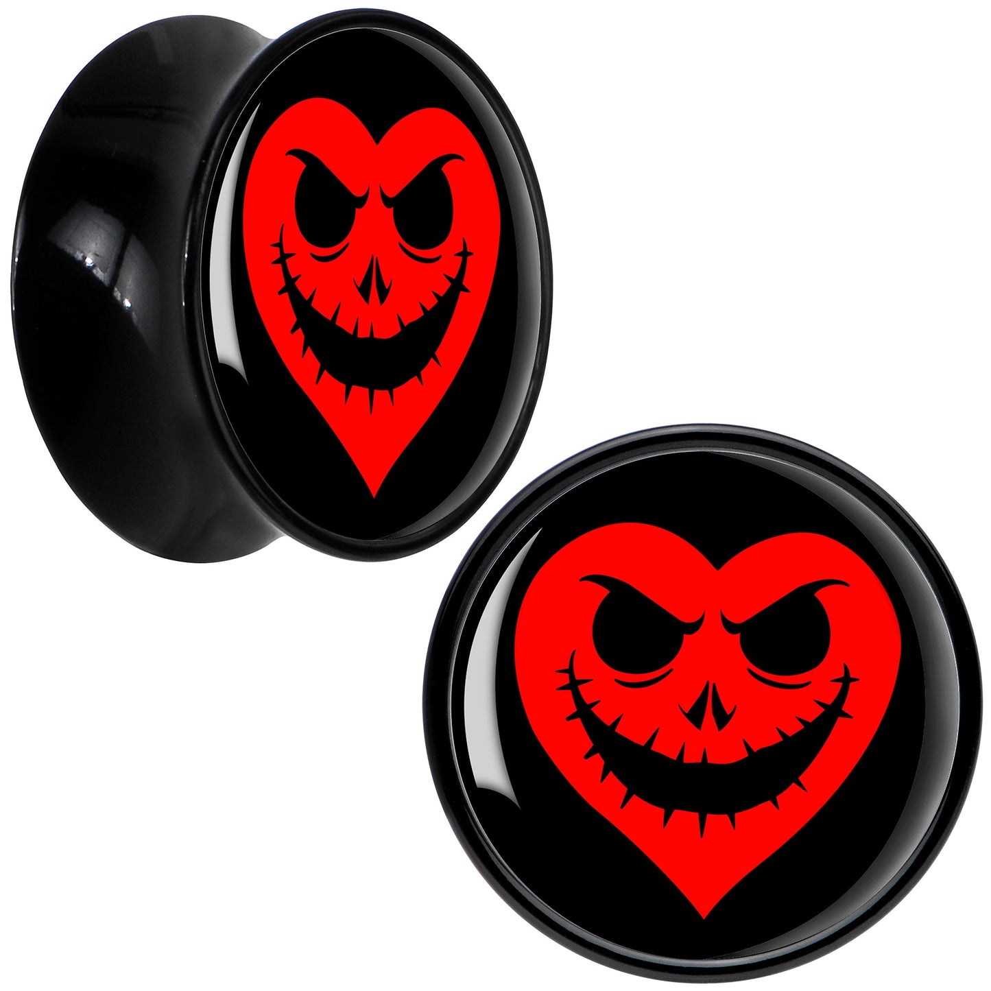 Valentine Jack O Heart Black Acrylic Saddle Plug Set by Onyx O - 16mm (5 8") - PLUG Saddle