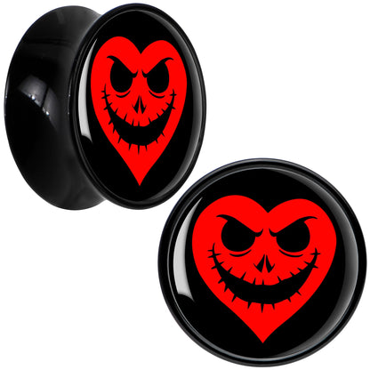 Valentine Jack O Heart Black Acrylic Saddle Plug Set by Onyx O - 16mm (5 8") - PLUG Saddle