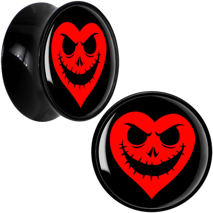 Valentine Jack O Heart Black Acrylic Saddle Plug Set by Onyx O - 18mm (.0709") - PLUG Saddle