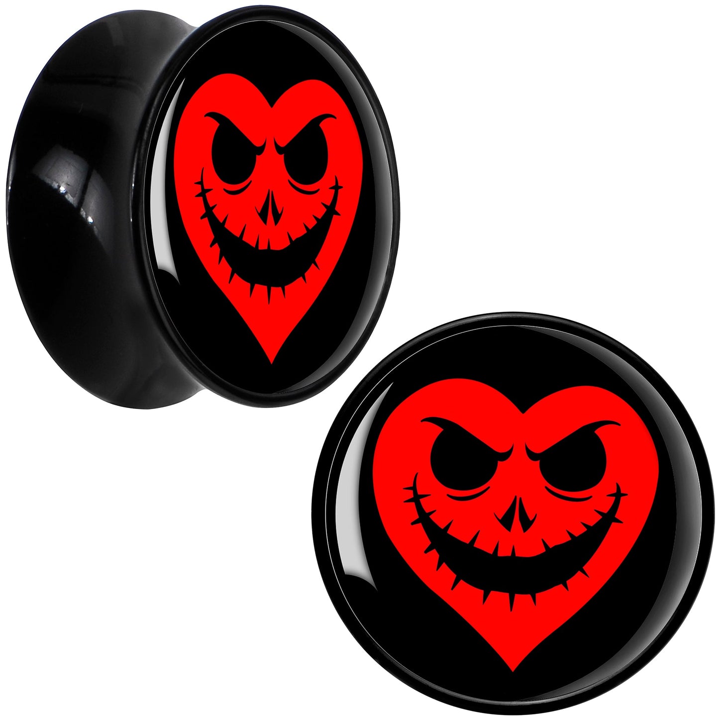 Valentine Jack O Heart Black Acrylic Saddle Plug Set by Onyx O - 20mm (13 16") - PLUG Saddle