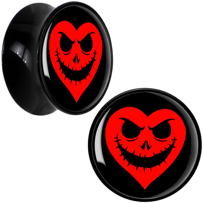 Valentine Jack O Heart Black Acrylic Saddle Plug Set by Onyx O - 20mm (13 16") - PLUG Saddle
