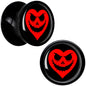 Valentine Jack O Heart Black Acrylic Saddle Plug Set by Onyx O - 8mm (0 Gauge) - PLUG Saddle