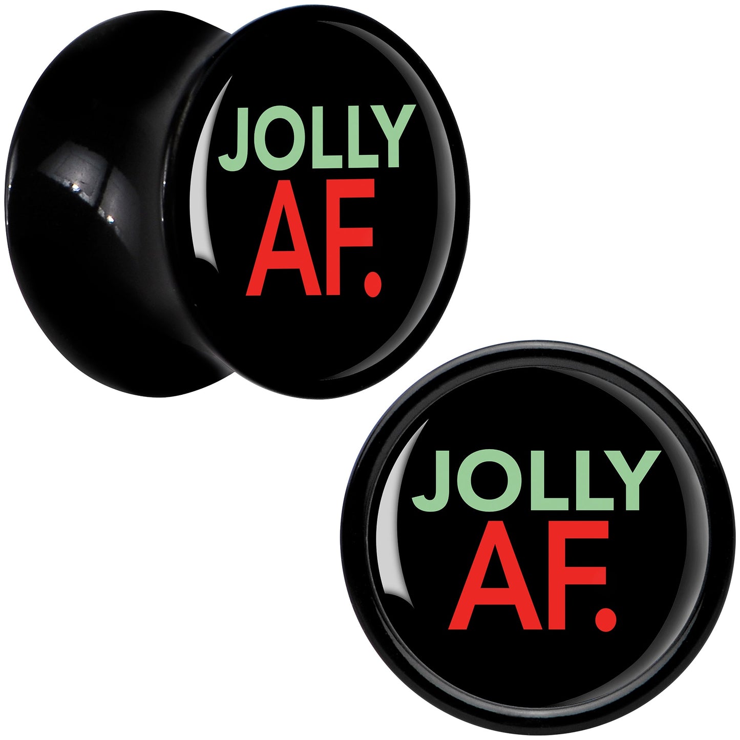 Jolly AF Festive Holiday Christmas Acrylic Saddle Plug Set by Onyx O - 10mm (00 Gauge) - PLUG Saddle