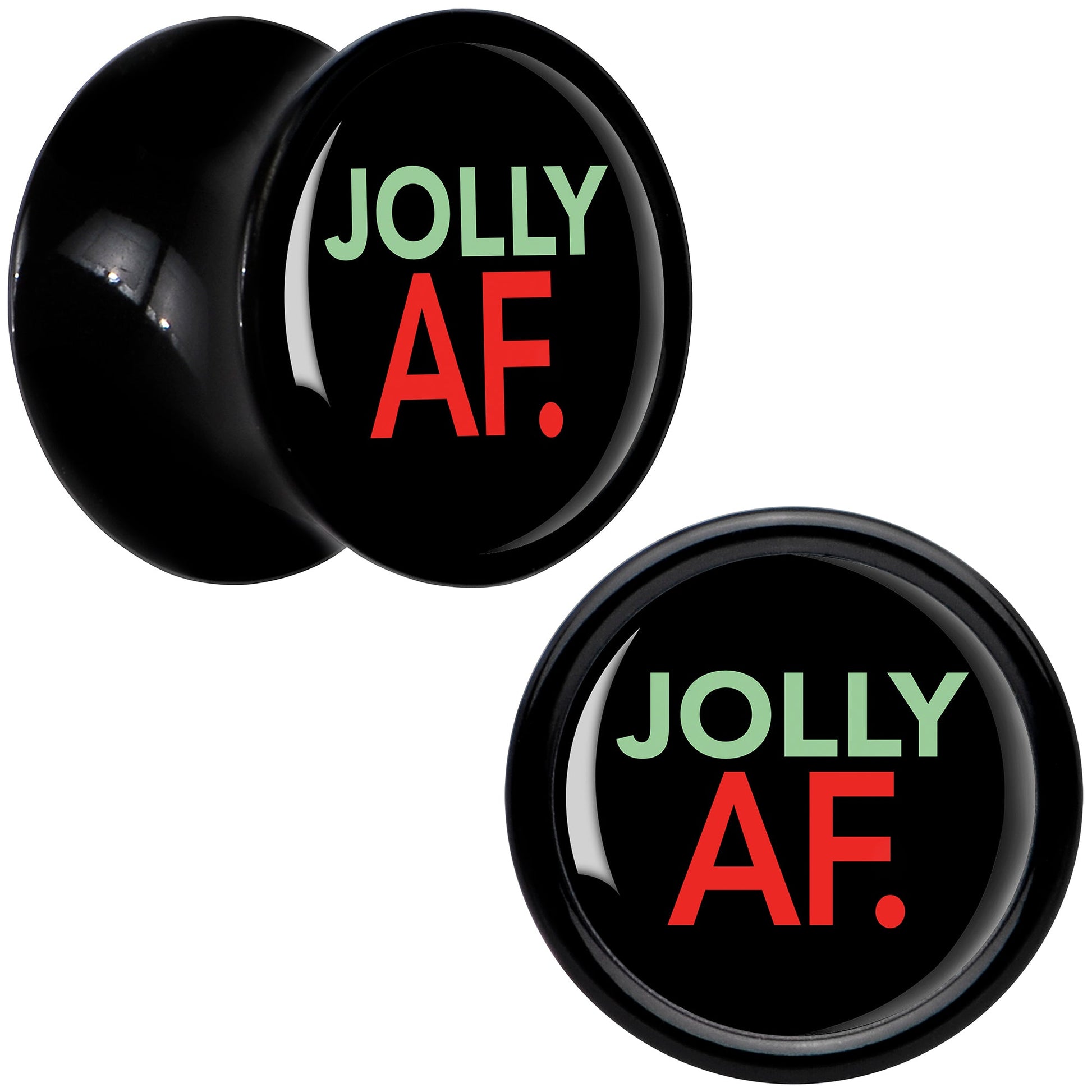 Jolly AF Festive Holiday Christmas Acrylic Saddle Plug Set by Onyx O - 8mm (0 Gauge) - PLUG Saddle