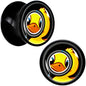 Magnified Yellow Duck Black Acrylic Saddle Plug Set 8mm to 20mm by Onyx O - 10mm (00 Gauge) - PLUG Saddle