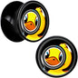Magnified Yellow Duck Black Acrylic Saddle Plug Set 8mm to 20mm by Onyx O - 12mm (1 2") - PLUG Saddle