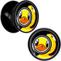 Magnified Yellow Duck Black Acrylic Saddle Plug Set 8mm to 20mm by Onyx O - 13mm (34 64") - PLUG Saddle