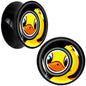 Magnified Yellow Duck Black Acrylic Saddle Plug Set 8mm to 20mm by Onyx O - 16mm (5 8") - PLUG Saddle