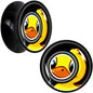 Magnified Yellow Duck Black Acrylic Saddle Plug Set 8mm to 20mm by Onyx O - 18mm (.0709") - PLUG Saddle