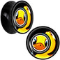 Magnified Yellow Duck Black Acrylic Saddle Plug Set 8mm to 20mm by Onyx O - 20mm (13 16") - PLUG Saddle