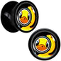 Magnified Yellow Duck Black Acrylic Saddle Plug Set 8mm to 20mm by Onyx O - 8mm (0 Gauge) - PLUG Saddle