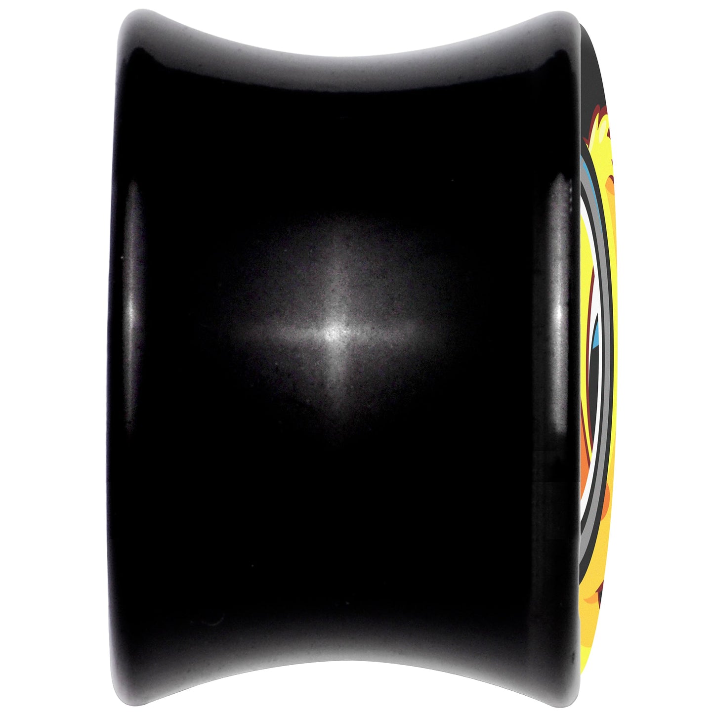 Magnified Yellow Duck Black Acrylic Saddle Plug Set 8mm to 20mm by Onyx O - - PLUG Saddle