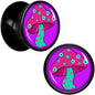 Black Acrylic Funky Floral Mushroom Double Flare Plug Set by Onyx O - 12mm (1 2") - PLUG Double Flare