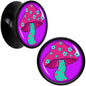 Black Acrylic Funky Floral Mushroom Double Flare Plug Set by Onyx O - 14mm (9 16") - PLUG Double Flare