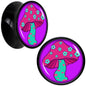 Black Acrylic Funky Floral Mushroom Double Flare Plug Set by Onyx O - 16mm (5 8") - PLUG Double Flare
