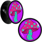 Black Acrylic Funky Floral Mushroom Double Flare Plug Set by Onyx O - 18mm (0.709") - PLUG Double Flare