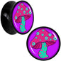 Black Acrylic Funky Floral Mushroom Double Flare Plug Set by Onyx O - 20mm (13 16") - PLUG Double Flare