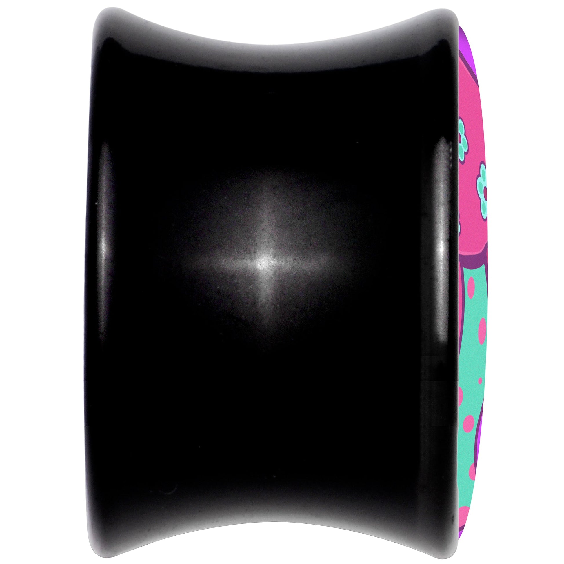 Black Acrylic Funky Floral Mushroom Double Flare Plug Set by Onyx O - - PLUG Double Flare