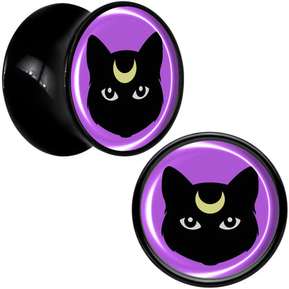 Black Mystic Kitty Cat Black Acrylic Saddle Plug Set by Onyx O - 13mm (34 64") - PLUG Saddle