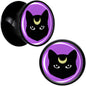 Black Mystic Kitty Cat Black Acrylic Saddle Plug Set by Onyx O - 13mm (34 64") - PLUG Saddle