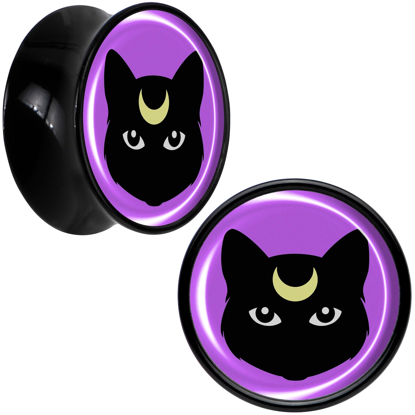 Black Mystic Kitty Cat Black Acrylic Saddle Plug Set by Onyx O - 14mm (9 16") - PLUG Saddle