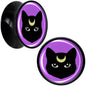 Black Mystic Kitty Cat Black Acrylic Saddle Plug Set by Onyx O - 14mm (9 16") - PLUG Saddle