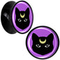 Black Mystic Kitty Cat Black Acrylic Saddle Plug Set by Onyx O - 16mm (5 8") - PLUG Saddle