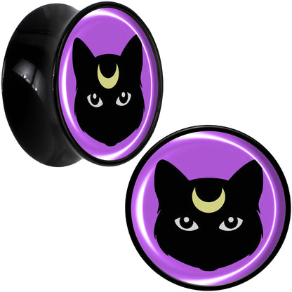 Black Mystic Kitty Cat Black Acrylic Saddle Plug Set by Onyx O - 18mm (.0709") - PLUG Saddle