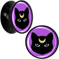 Black Mystic Kitty Cat Black Acrylic Saddle Plug Set by Onyx O - 18mm (.0709") - PLUG Saddle