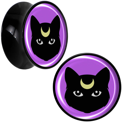 Black Mystic Kitty Cat Black Acrylic Saddle Plug Set by Onyx O - 20mm (13 16") - PLUG Saddle