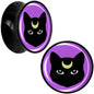 Black Mystic Kitty Cat Black Acrylic Saddle Plug Set by Onyx O - 20mm (13 16") - PLUG Saddle