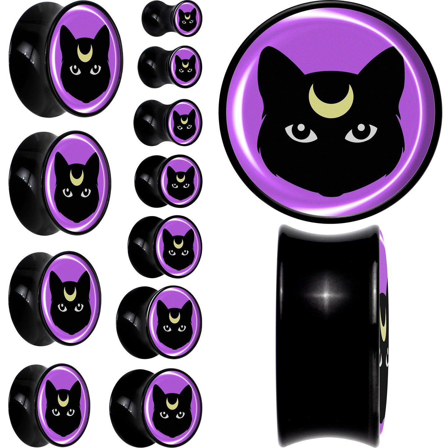Black Mystic Kitty Cat Black Acrylic Saddle Plug Set by Onyx O - - PLUG Saddle