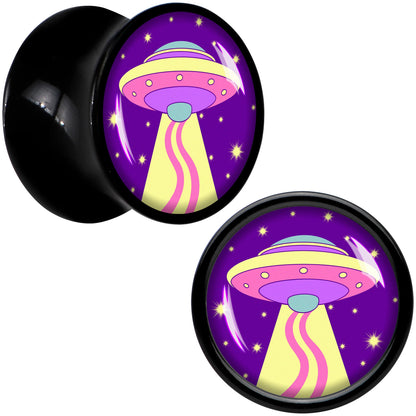 Style Space Invasion UFO Black Acrylic Saddle Plug Set by Onyx O - 10mm (00 Gauge) - PLUG Saddle
