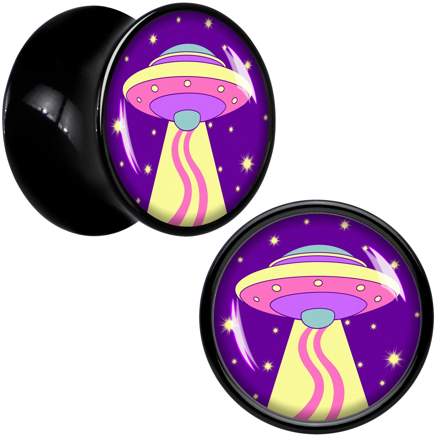 Style Space Invasion UFO Black Acrylic Saddle Plug Set by Onyx O - 12mm (1 2") - PLUG Saddle
