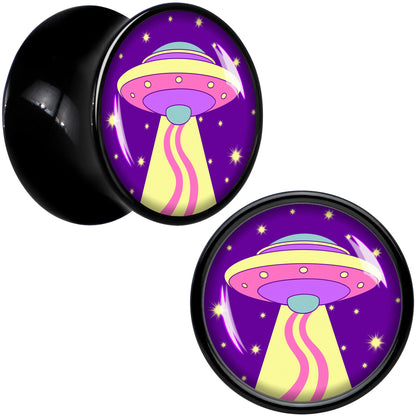 Style Space Invasion UFO Black Acrylic Saddle Plug Set by Onyx O - 12mm (1 2") - PLUG Saddle