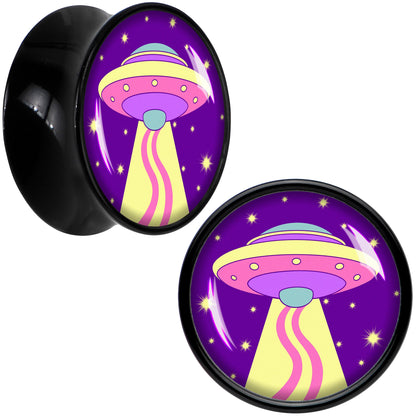 Style Space Invasion UFO Black Acrylic Saddle Plug Set by Onyx O - 14mm (9 16") - PLUG Saddle