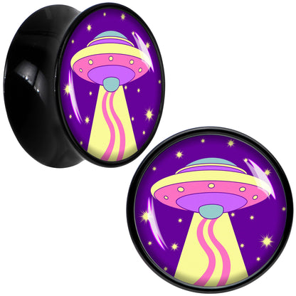 Style Space Invasion UFO Black Acrylic Saddle Plug Set by Onyx O - 16mm (5 8") - PLUG Saddle