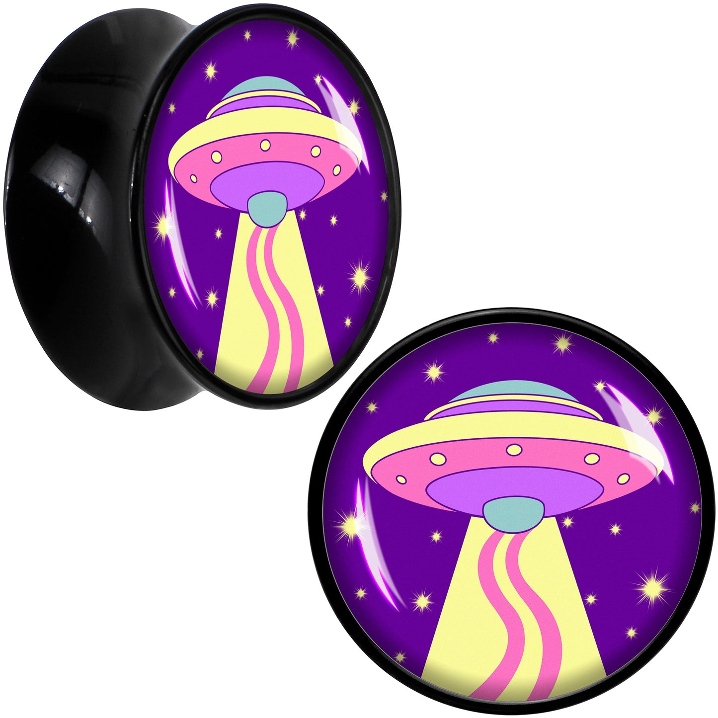Style Space Invasion UFO Black Acrylic Saddle Plug Set by Onyx O - 18mm (.0709") - PLUG Saddle