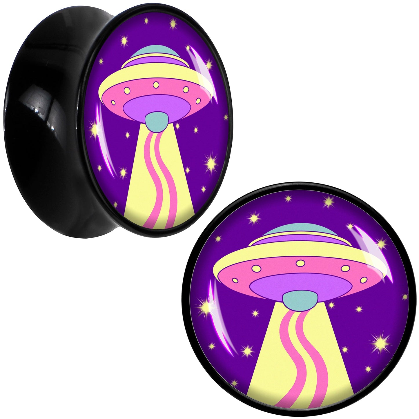 Style Space Invasion UFO Black Acrylic Saddle Plug Set by Onyx O - 20mm (13 16") - PLUG Saddle
