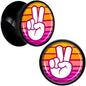 Black Acrylic Retro Peace Fingers Double Flare Plug Set by Onyx O - 13mm (34 64") - PLUG Double Flare