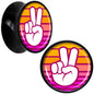 Black Acrylic Retro Peace Fingers Double Flare Plug Set by Onyx O - 16mm (5 8") - PLUG Double Flare