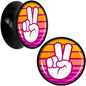 Black Acrylic Retro Peace Fingers Double Flare Plug Set by Onyx O - 18mm (0.709") - PLUG Double Flare
