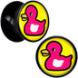 Black Acrylic Pink Ducky Double Flare Plug Set by Onyx O - 12mm (1 2") - PLUG Double Flare