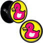 Black Acrylic Pink Ducky Double Flare Plug Set by Onyx O - 13mm (34 64") - PLUG Double Flare