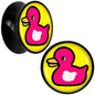 Black Acrylic Pink Ducky Double Flare Plug Set by Onyx O - 16mm (5 8") - PLUG Double Flare