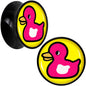 Black Acrylic Pink Ducky Double Flare Plug Set by Onyx O - 18mm (0.709") - PLUG Double Flare