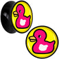 Black Acrylic Pink Ducky Double Flare Plug Set by Onyx O - 20mm (13 16") - PLUG Double Flare