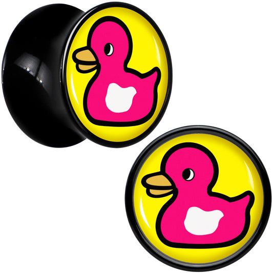 Black Acrylic Pink Ducky Double Flare Plug Set by Onyx O - - PLUG Double Flare